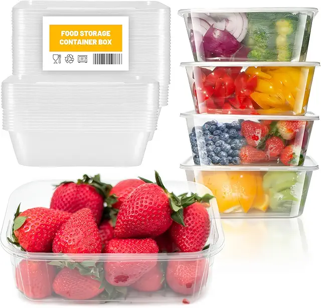 Lot de 10 boîtes congélation réutilisables 650 ml, empilables, micro-ondes