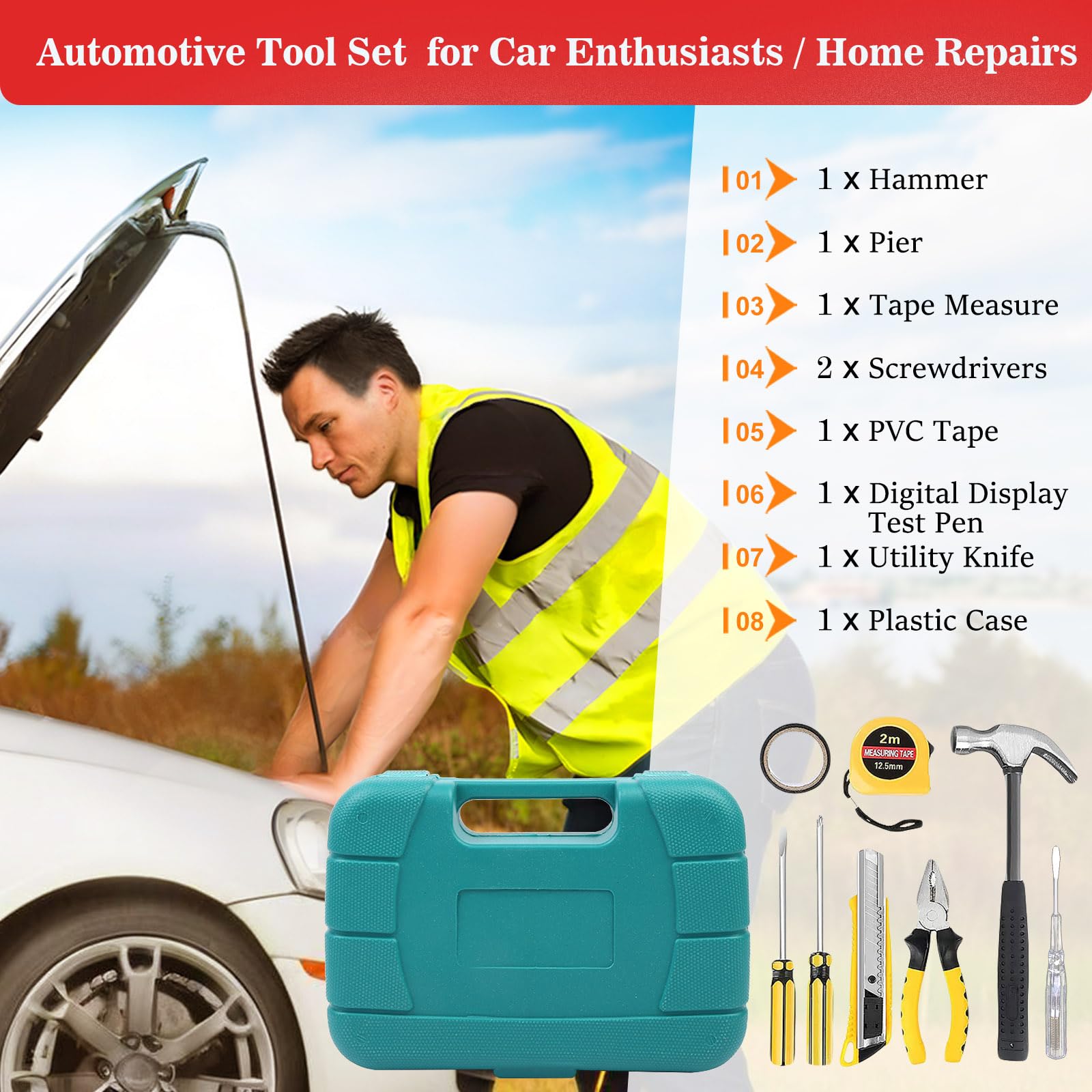 Car Emergency Roadside Kit,Vehicles Truck Road Side Safety Tool Kit with Air Compressor,Women Men Auto Winter Essentials Assistance Survival Kit with Jumper Cables First Aid Kit Blanket Shovel