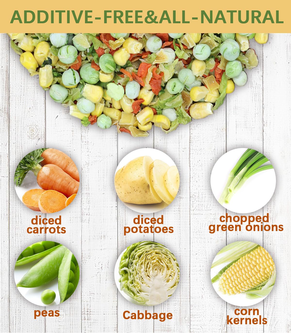 Dried Ramen Toppings, 220G/7.76OZ Dehydrated Vegetables, Natural Freeze Dried Vegetables, Carrots, Cabbage, Onions, Potatoes, Corn, Peas for Noodles, Pizza, Rice