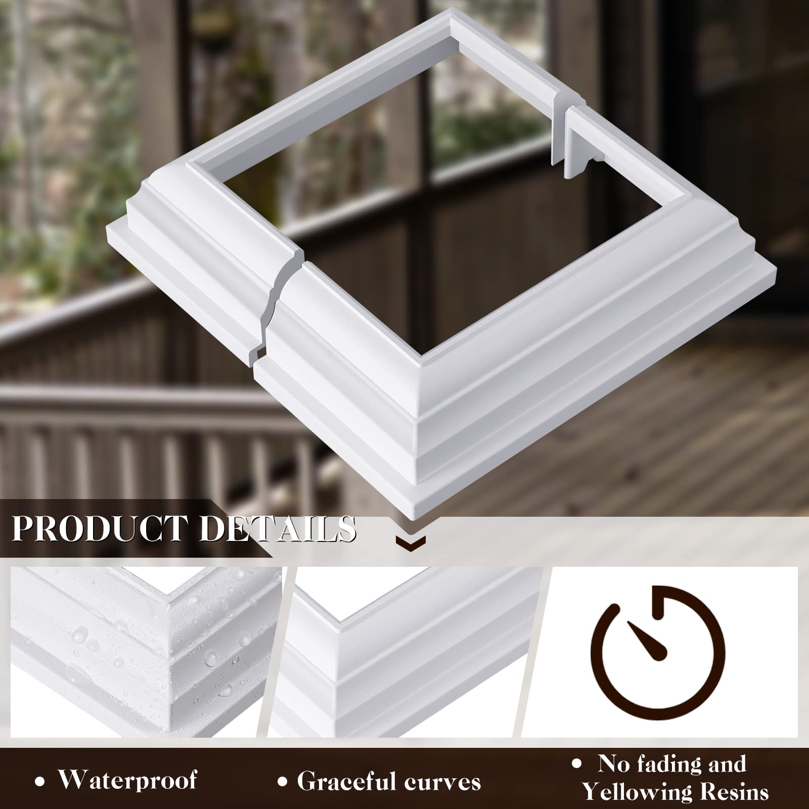 4x4 Post Base Cover 4-Pack Split Vinyl Post Skirts Fits 4x4