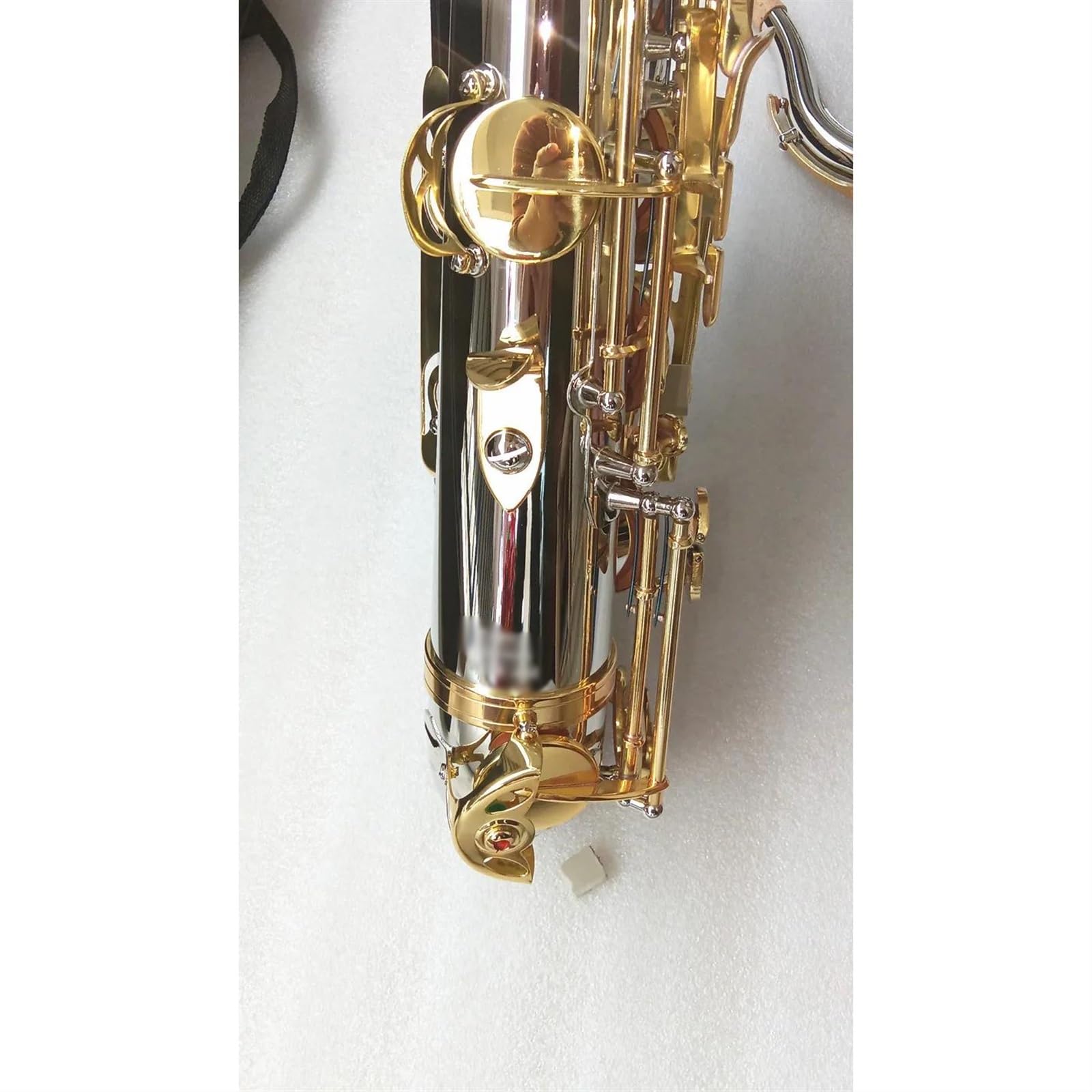 Saxofón Bb Saxofón Tenor Profesional Instrumento Musical Latón Níquel Plata Llave Dorada Saxo Tenor Instrumento De Jazz (Color : Leather bag)