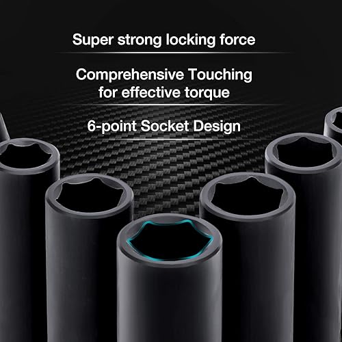 Miniatura 3 de DURATECH Juego de dados de impacto profundo de 6 puntos y llave de trinquete WORKPRO de 10 piezas de 3/8 pulgadas