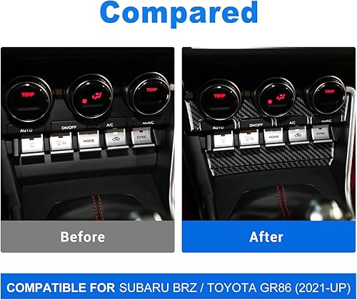 Miniatura 3 de AIRSPEED Cubierta de panel de consola central para Subaru BRZ Toyota GR86 2021 2022, marco de botón de aire acondicionado, adhesivo de fibra de