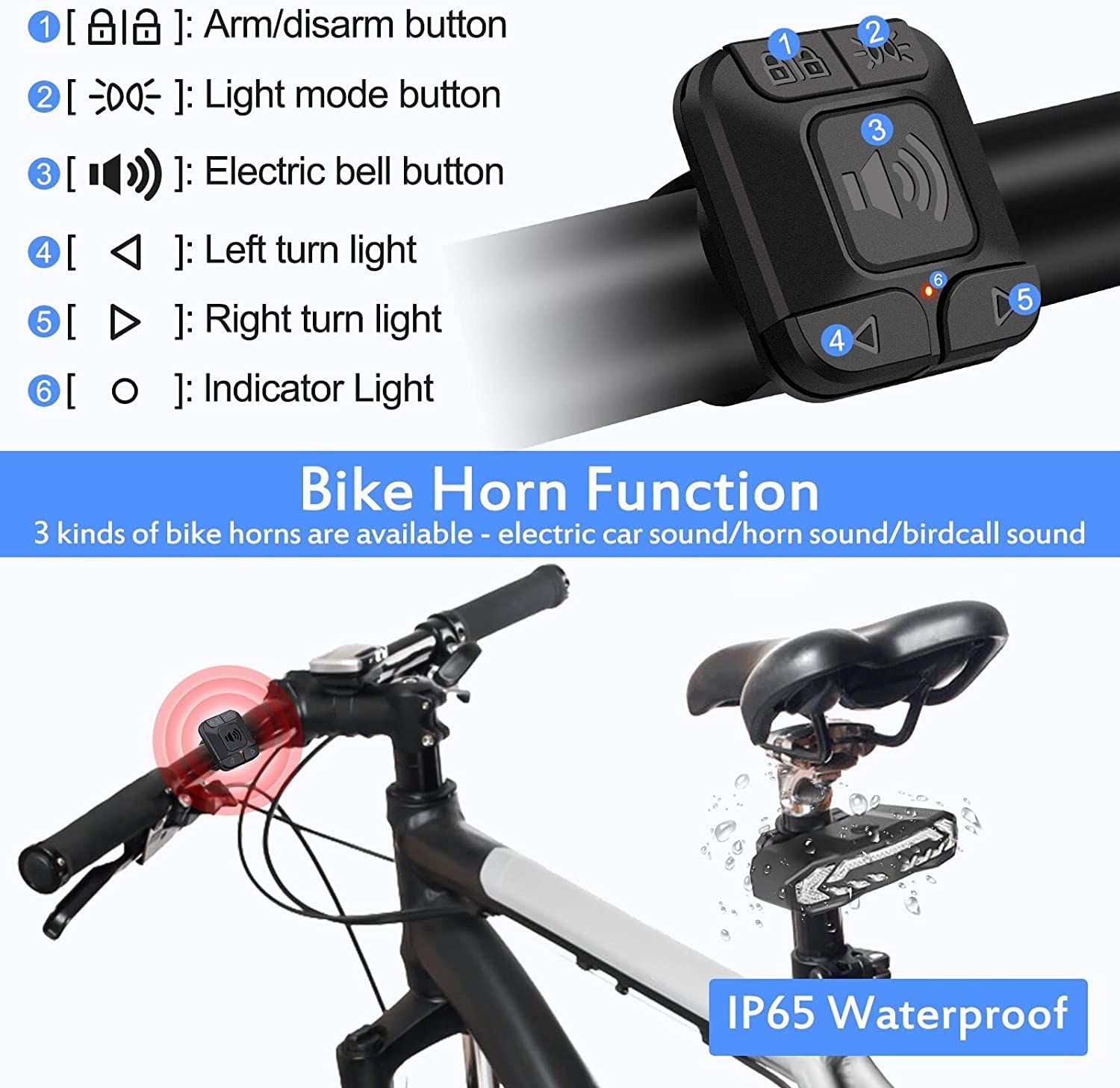 NineLeaf Feu De Freinage Arrière pour VTT,Lumière Arrière Vélo,Clignoteur Velo,Étanchéité IP64 Et Résistance Aux Hautes Températures, Six Modes D'éclairage, pour Vélos, Véhicules électriques, 8PK