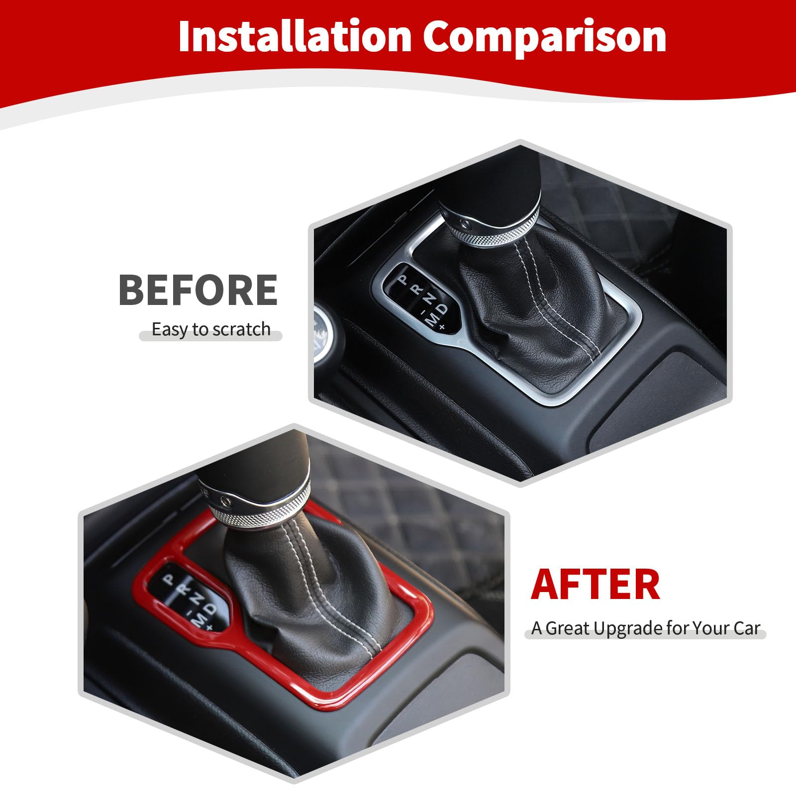RT-TCZ for Wrangler JL Red Gear Shift Trim Cover Frame for Jeep