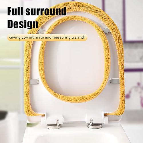 Miniatura 7 de Legigo Paquete de 5 almohadillas más gruesas para asiento de inodoro, funda de cojín de asiento de inodoro, elástica, lavable, fácil instalación,