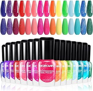 Morovan Nail Polish Set Fingernail: Shimmer Glitter Air Dry 15 Bright Co...