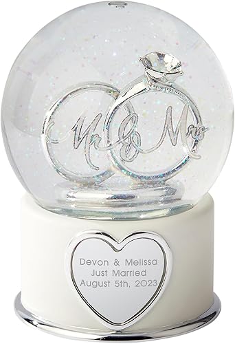 Miniatura 1 de THINGS REMEMBERED Anillo de compromiso Mr. & Mrs. Anillo de boda Globo de nieve (personalización gratuita)