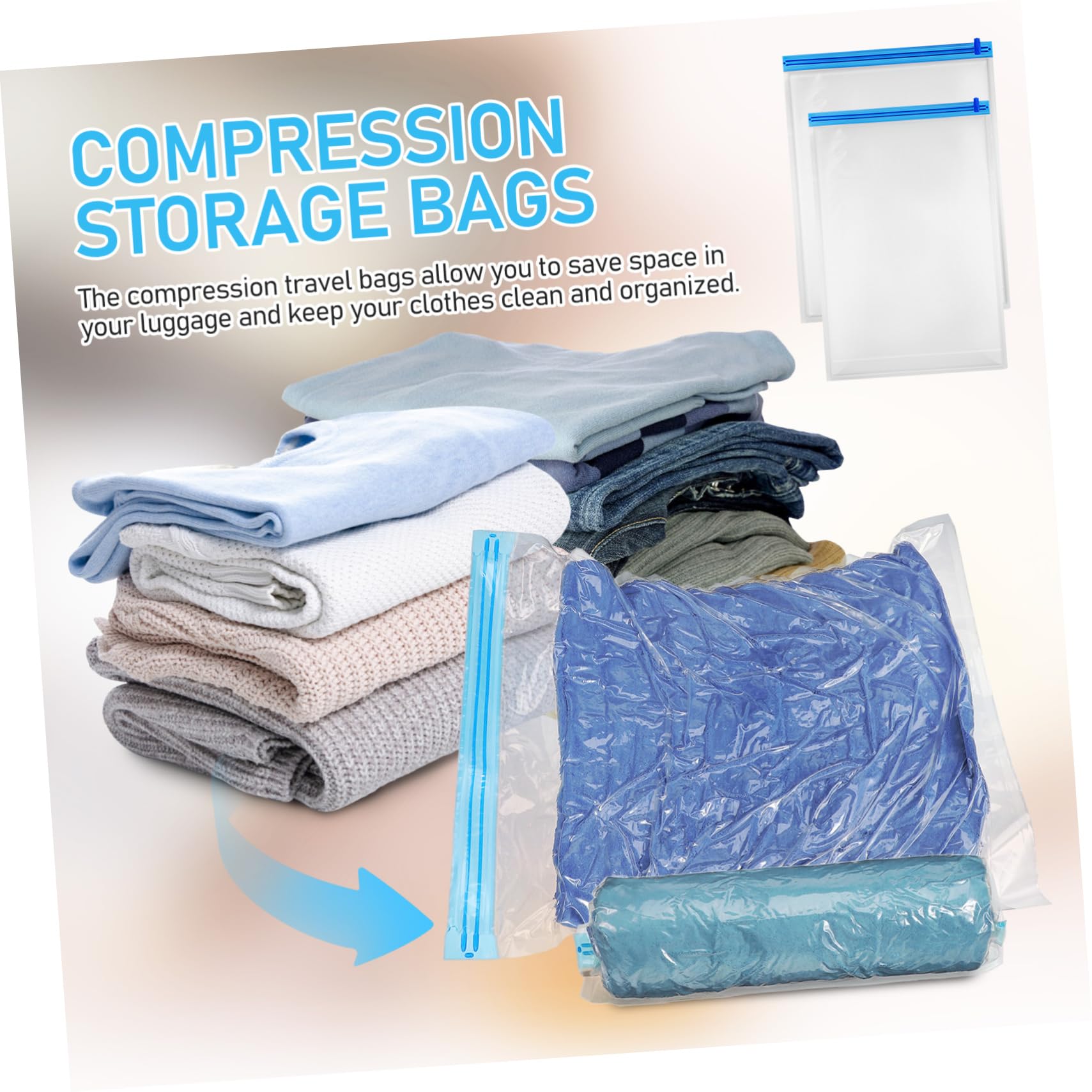 12 Stück Kompressionsreisebeutel Vakuumbeutel zum Platzsparen Aufbewahrungstaschen für Kleidung Organizer für Gepäck Robust und Langlebig für Reisen und