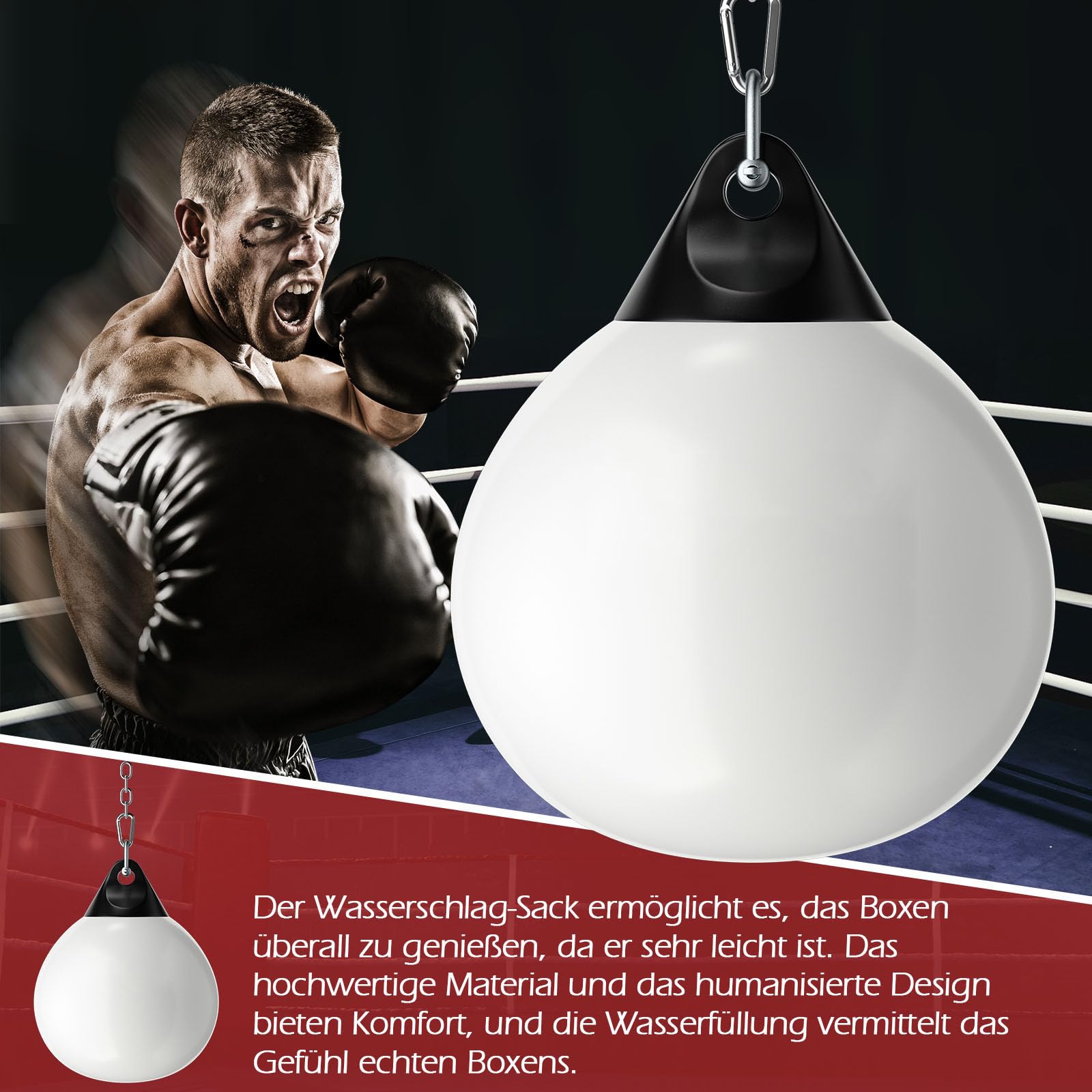 COSTWAY Worek bokserski na wodę Ø 45 cm/55 cm, 50 kg/80 kg, z regulowanym metalowym łańcuchem, klamrami bezpieczeństwa i wężem wodnym, worek bokserski dla dorosłych i dzieci
