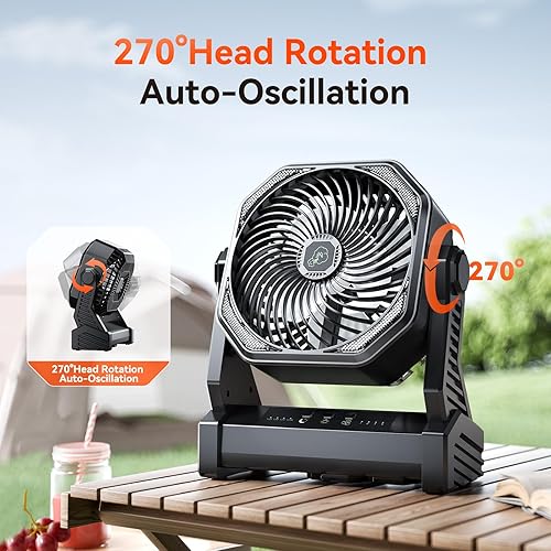 Miniatura 3 de Ventilador remoto de camping de 20000 mAh con luz ventilador recargable para tienda de campaña al aire libre gancho colgante para tienda de campaña