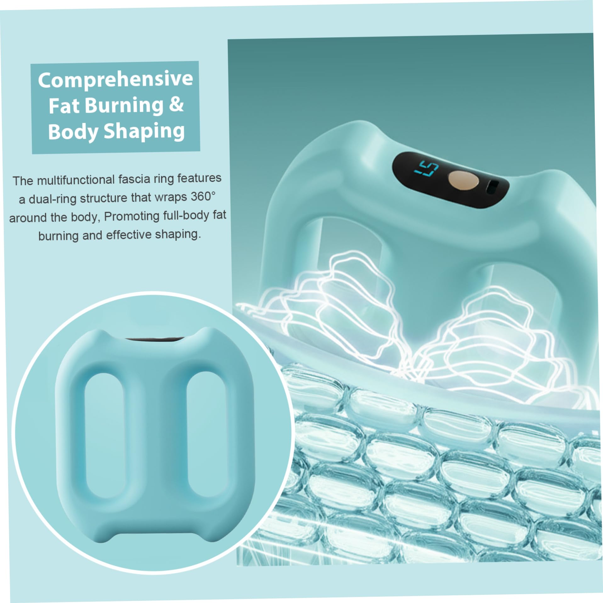 Masajeador de anillo de fascia 3 modos 5 intensidades Masajeador eléctrico para cuerpo completo Tipo C Anillo de yoga de carga para relajación muscular Azul