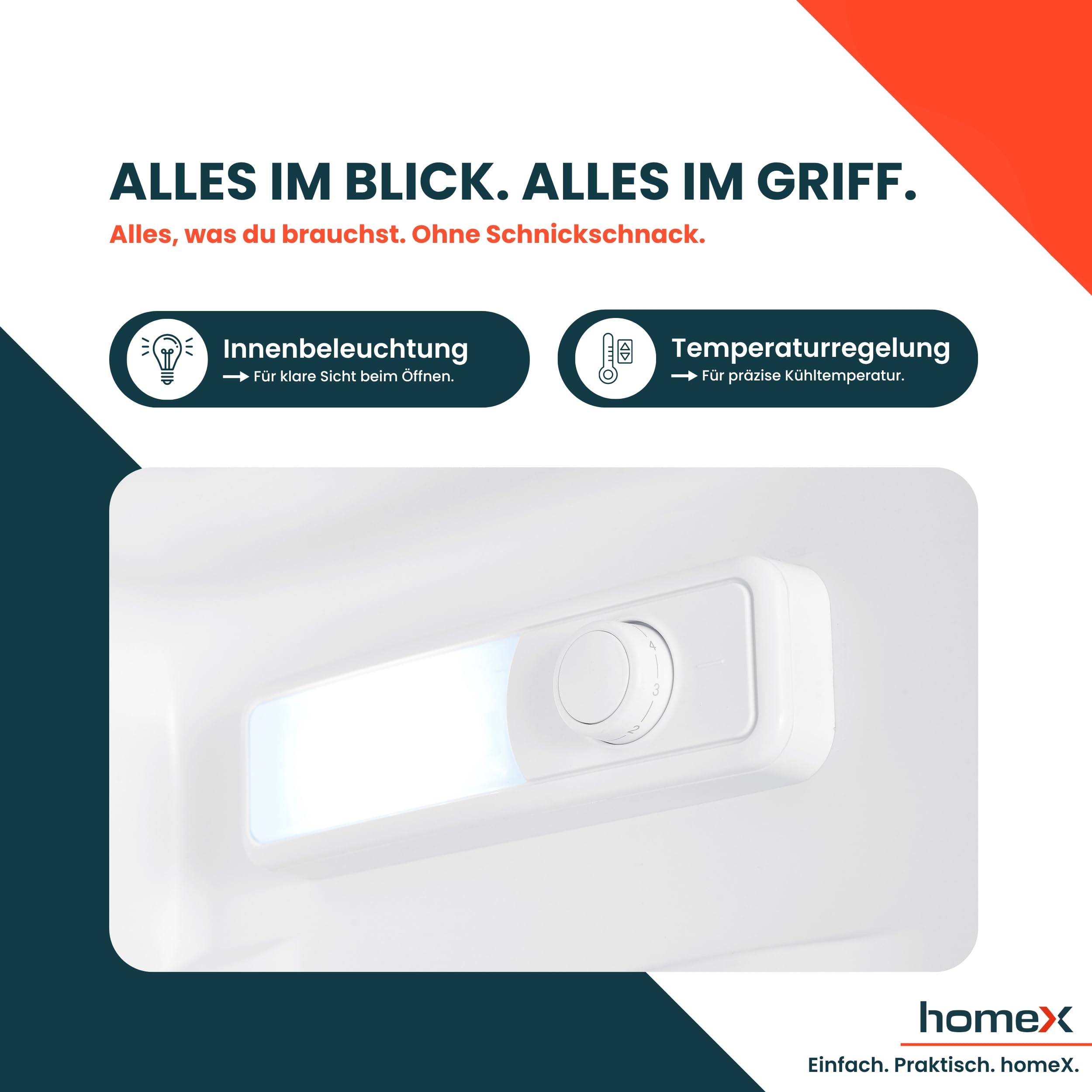 homeX Kühlschrank ohne Gefrierfach 242 Liter freistehender Vollraumkühlschrank LED-Beleuchtung weiß CS2421E-W