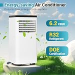 DORTALA climatiseur portable 8000 BTU, climatiseur portable 3-en-1 avec télécommande, déshumidificateur, minuterie 24H, kit de fenêtre pour appartement de 350 pi², chambre