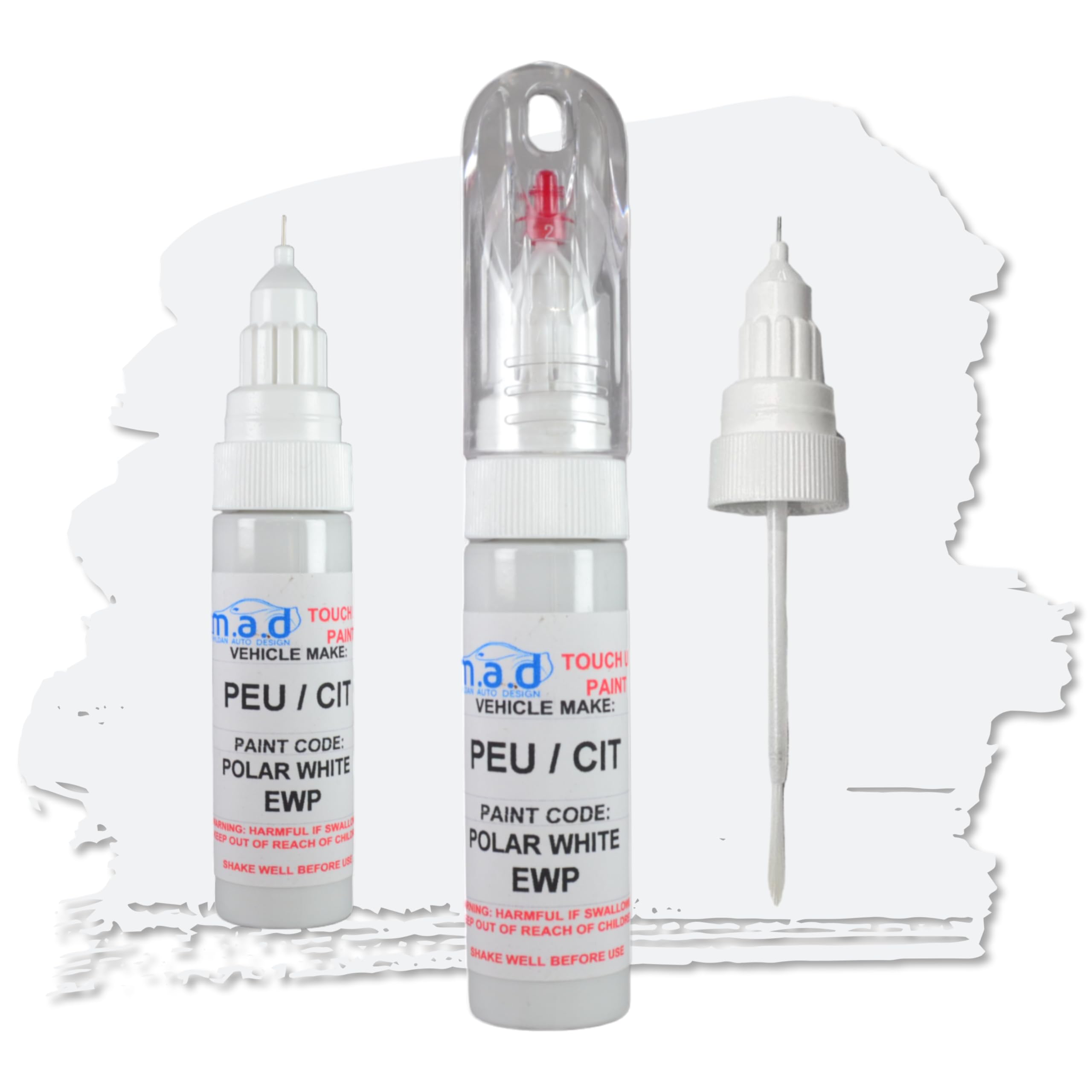 Car Touch Up Paint Pen Compatible with EWP / 96 WHITE Peugeot Parter Berlingo Bipper Boxer Van - 20ml Precision Scratch Repair Kit with Needle & Brush - Exact Colour Match (Just Paint)