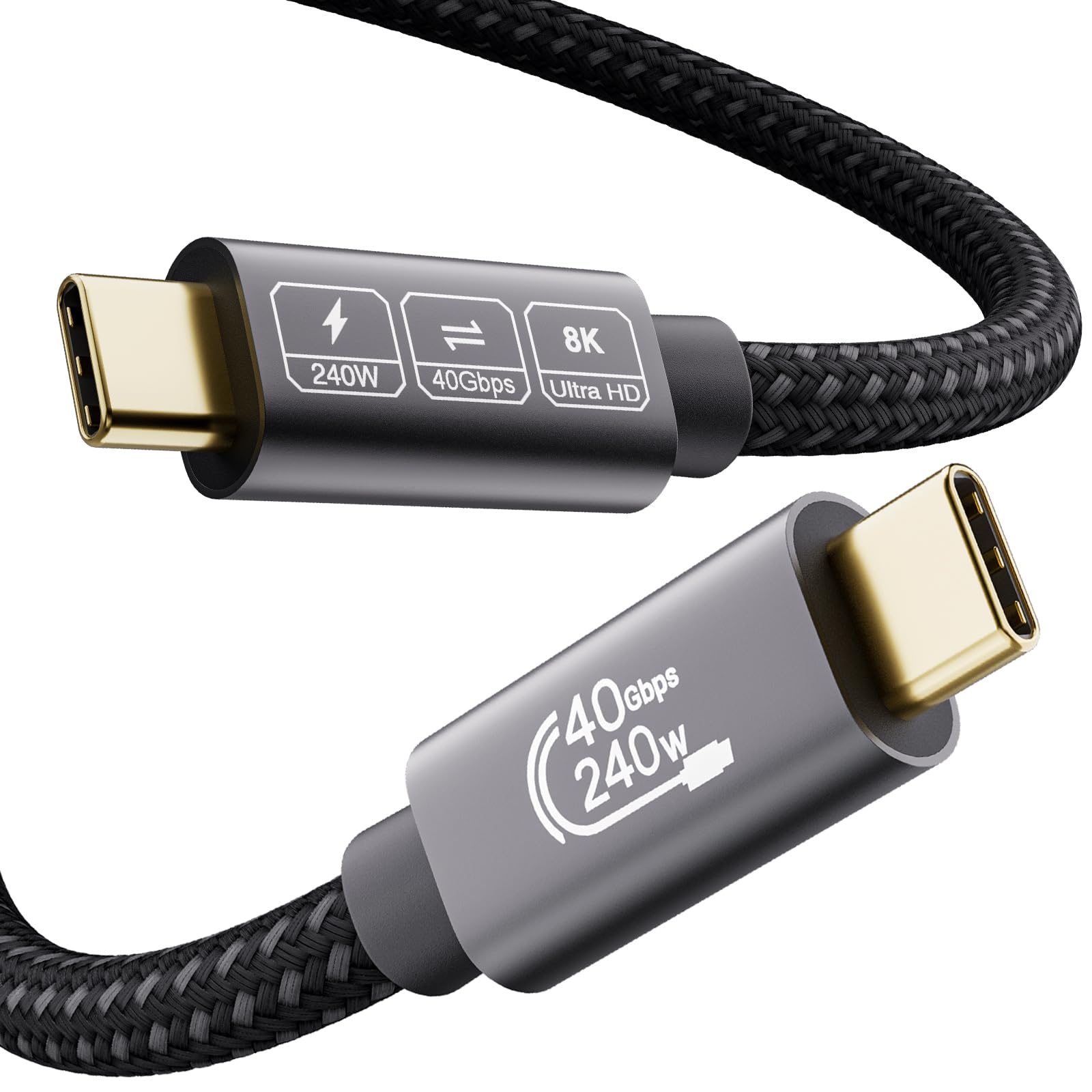 EUDOBEL USB 4 Kabel mit Thunderbolt 4, HDR 8K@60Hz 4K@144Hz Videokabel, Ladekabel 240W 5A PD3.1, 40Gbps Thunderbolt 3 Kabel 0,5m für eGPU, iPhone 16/15, SSD, Galaxy S24, MacBook, Dockingstationen, Hub
