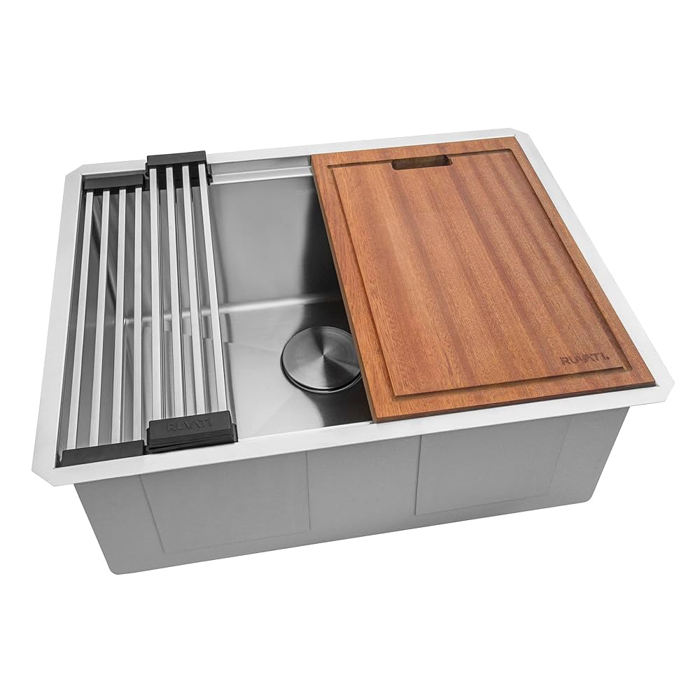 Ruvati 24-inch Undermount Rounded Corner Workstation Kitchen