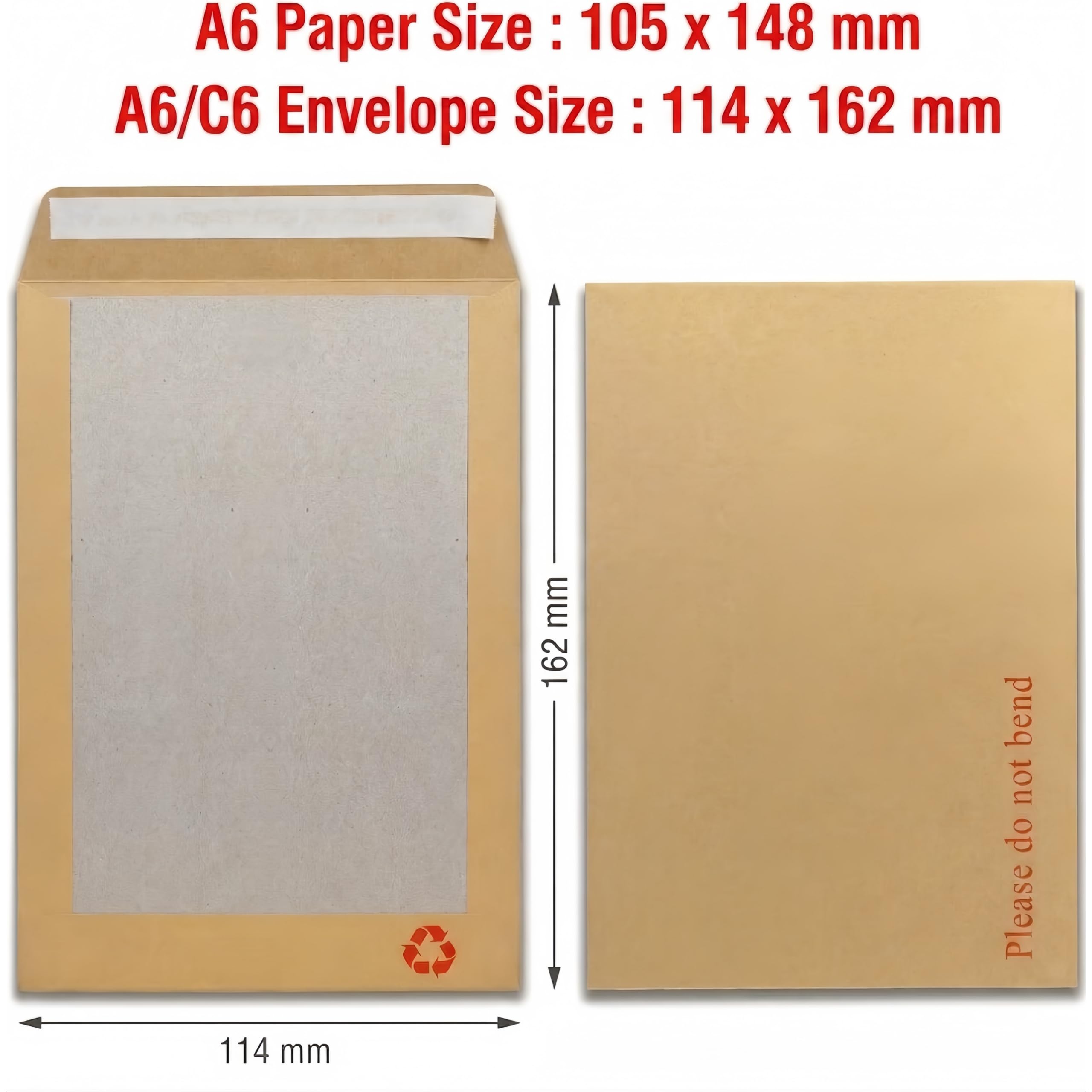 Koperty A6 C6 z tekturową tylną ścianką, brązowe, stabilne koperty karton DIN C6 162 x 114 mm, 1000 µm, tekturowe torebki na tylnej ściance, samoprzylepne bez okienka, wzmocnione kartonowe koperty, 50