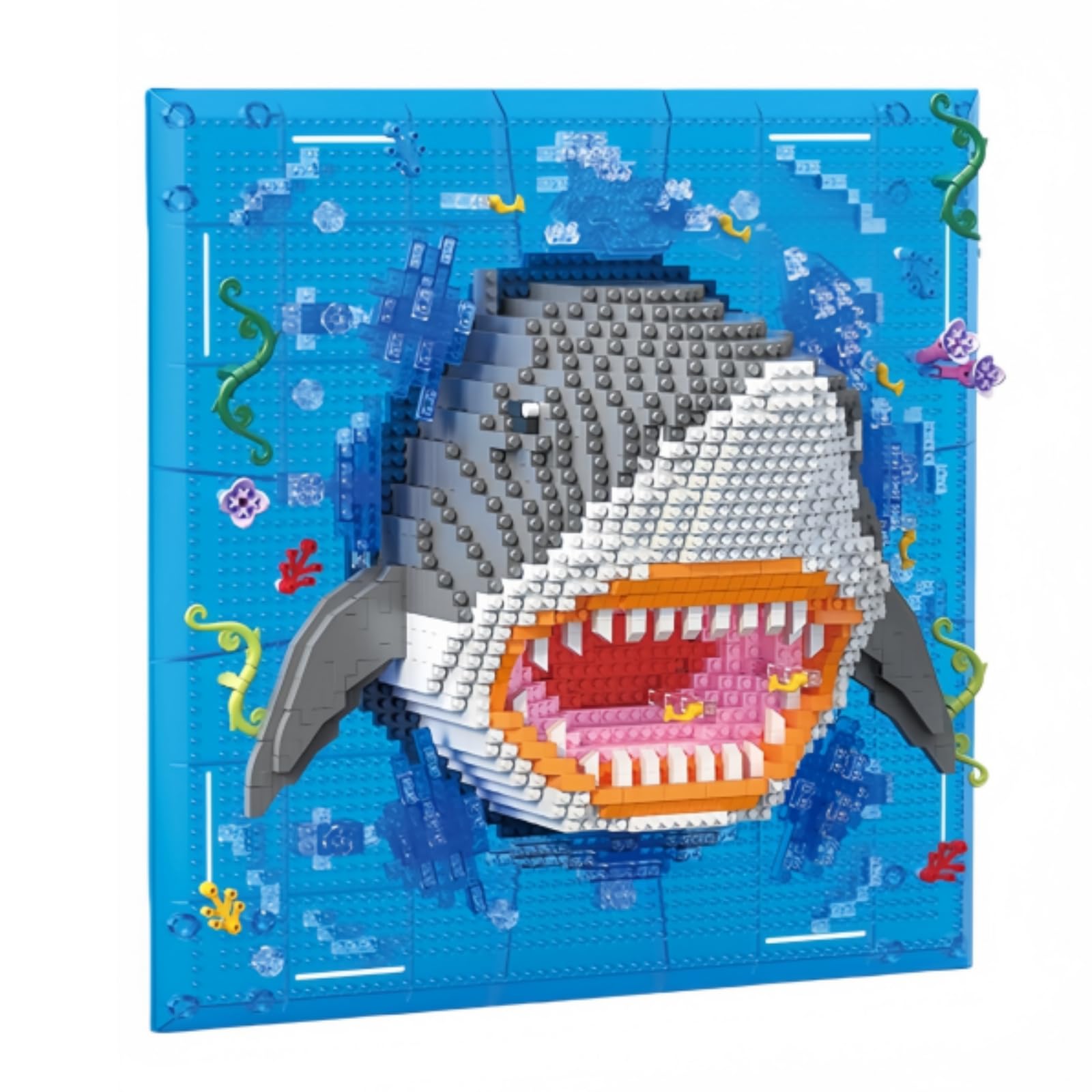 Animal Micro Mini Building Blocks Shark Set, 2364 PCS 3D Marine Life Fish Wall Art Framed Bricks Kit, Home Desktop & Wall Mountable Decor, Gift for Adults Teenager โ image 1