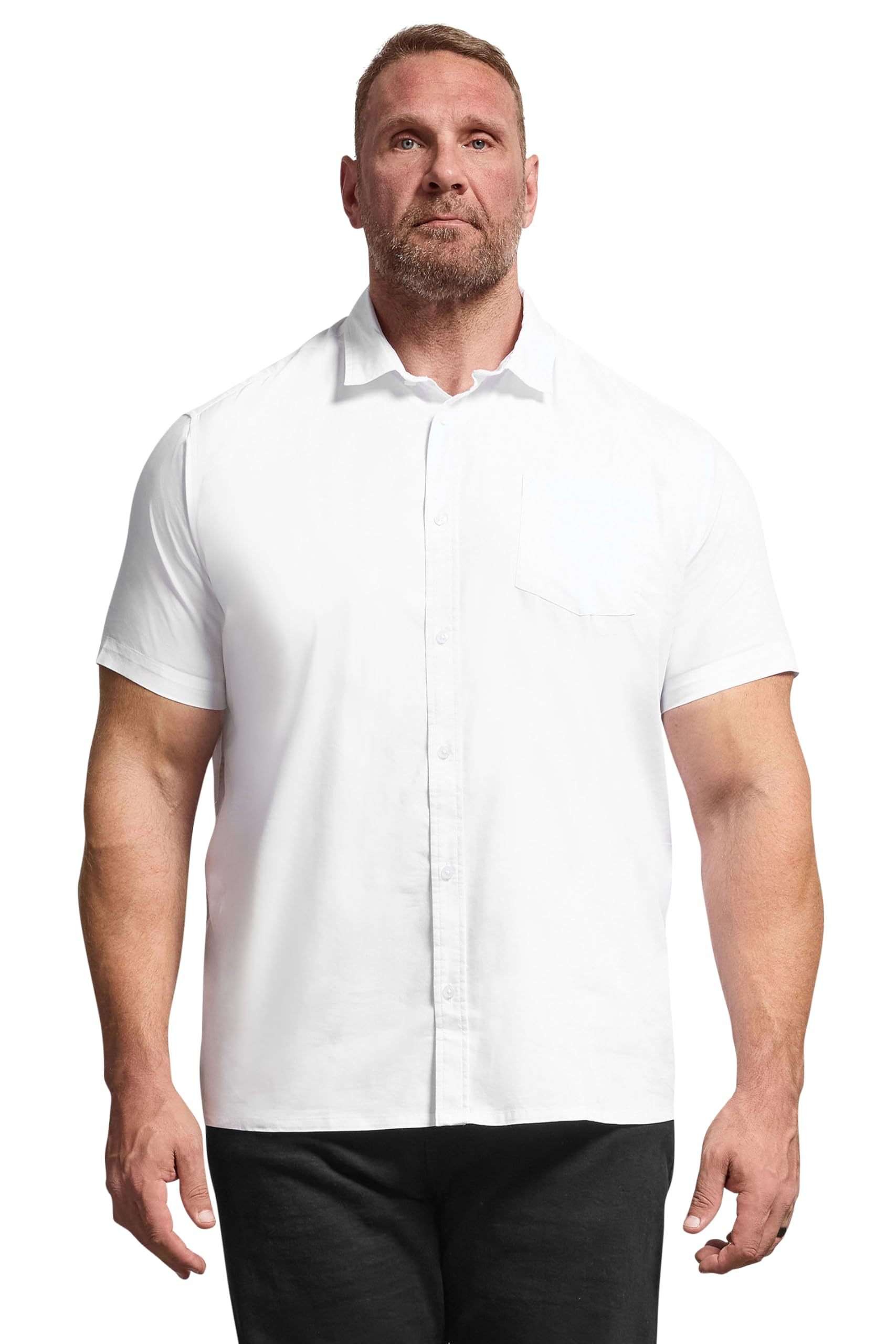BadRhino Big & Tall White Short Sleeve Shirt - Men's - Plus Size Curve