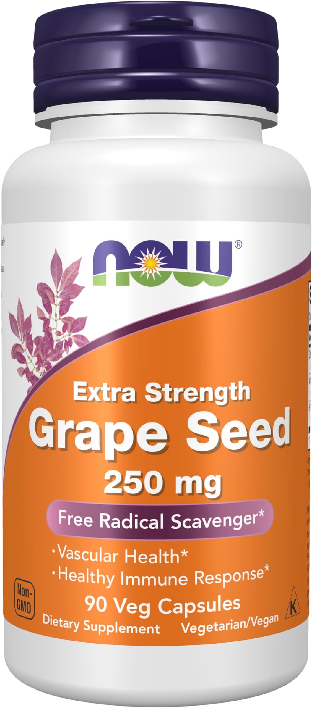 NOW Foods Supplements, Grape Seed (a Highly Concentrated Extract with a Minimum of 90% Polyphenols) Extra Strength 250 mg, 90 Veg Capsules