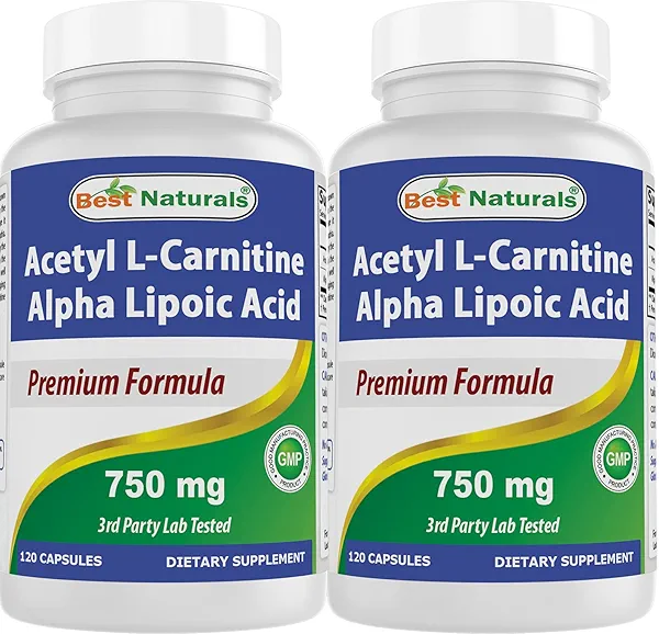 Best Naturals Acetyl L-Carnitine and Alpha Lipoic Acid 750 mg 120 Capsules (120 Count (Pack of 2))