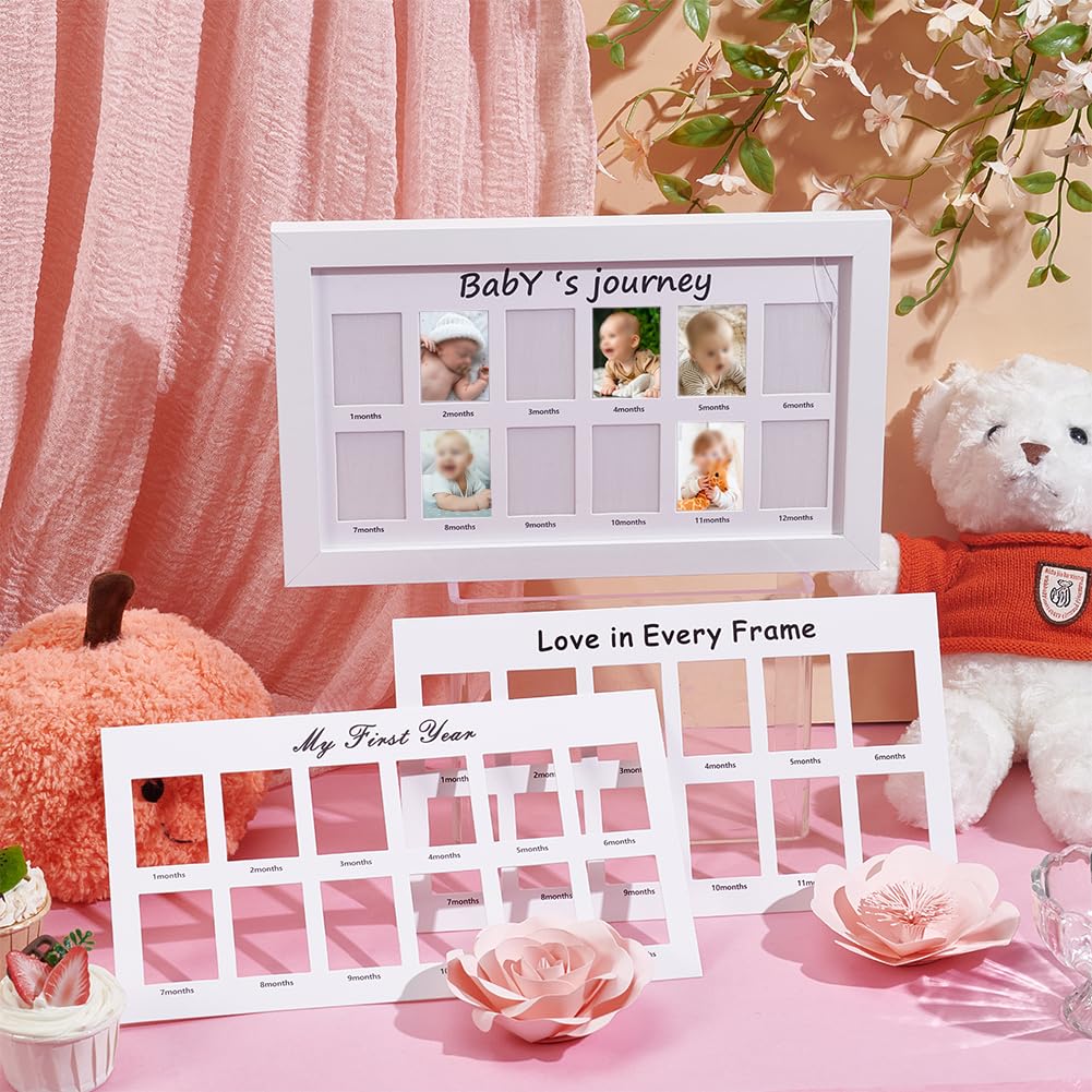 UNICRAFTALE My First Anno Baby Cornice per 12 Mesi Neonati Primi Dodici Mesi Camera dei Bambini Foto Collage 1° Compleanno Festa della Mamma Regalo E Foto Promemoria 33.6x20cm