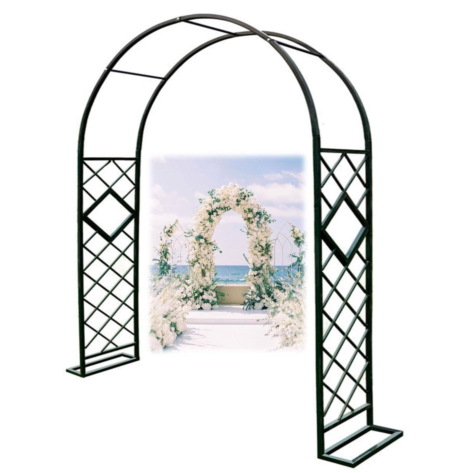 Metall-Gartenbogen, 230 cm hoch, Rankgitter für Kletterpflanzen, stabile Rosenlaube, für den Außenbereich, dekorative Metall-Pergola für Gartenparty, Braun, 140 x 230 cm