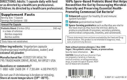 Miniatura 5 de Klaire Labs Biospora Probiotic - Bacillus Coagulans  Subtilis 2 mil millones de CFU para apoyo digestivo e inmunológico - Basado en suelo SBO y