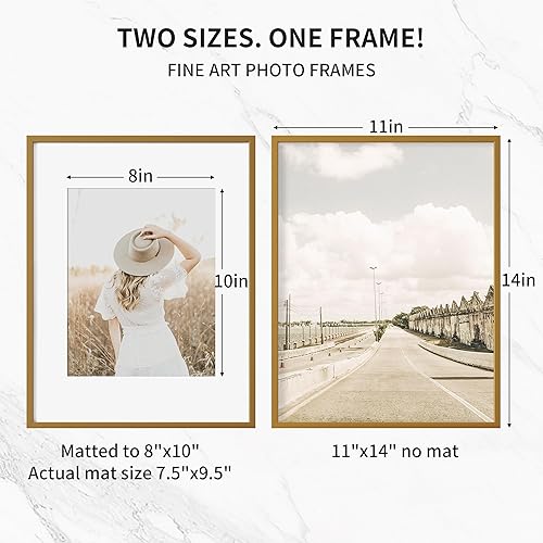 Miniatura 72 de Fun Memories Portarretratos de metal de 16 x 20 pulgadas con paspartú de 11 x 14 pulgadas, acabado de aluminio cepillado, parte delantera de vidrio