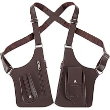 Double Shoulder Armpit Bag for Men, Leather Shoulder Bag - Anti-Theft Underarm Wallet & Phone Pouch with Adjustable Strap, Hidden Chest Bag for Travel & Outdoor Brown