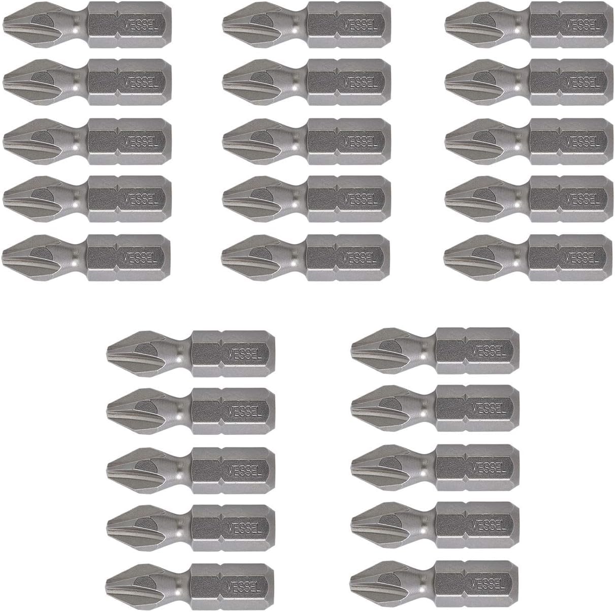 Puntas de torsión PH2X25.4 VESSEL de alta resistencia y encaje exacto 25 uds