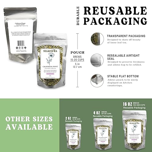 Miniatura 4 de Nelson's Tea - Amapola de California - Corte y tamizado - Hoja suelta - Té de hierbas - 2oz