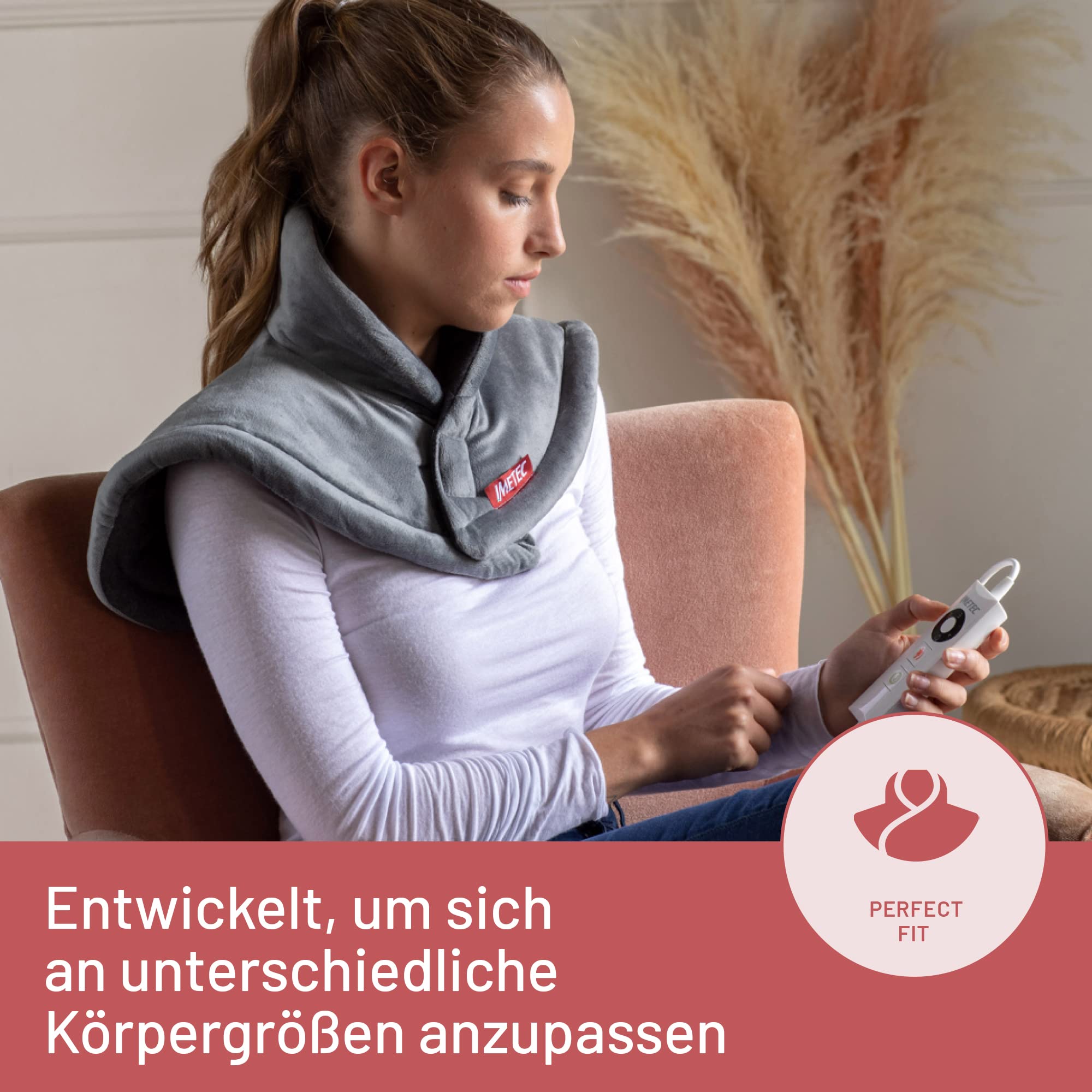 Imetec Intellisense Cervical-Heizkissen für Hals und Schultern, Wärmekissen 47 x 52 cm, antiallergischer Stoff, 5 Temperaturen, Electro-Block-Sicherheitssystem, schnelles Erhitzen, maschinenwaschbar