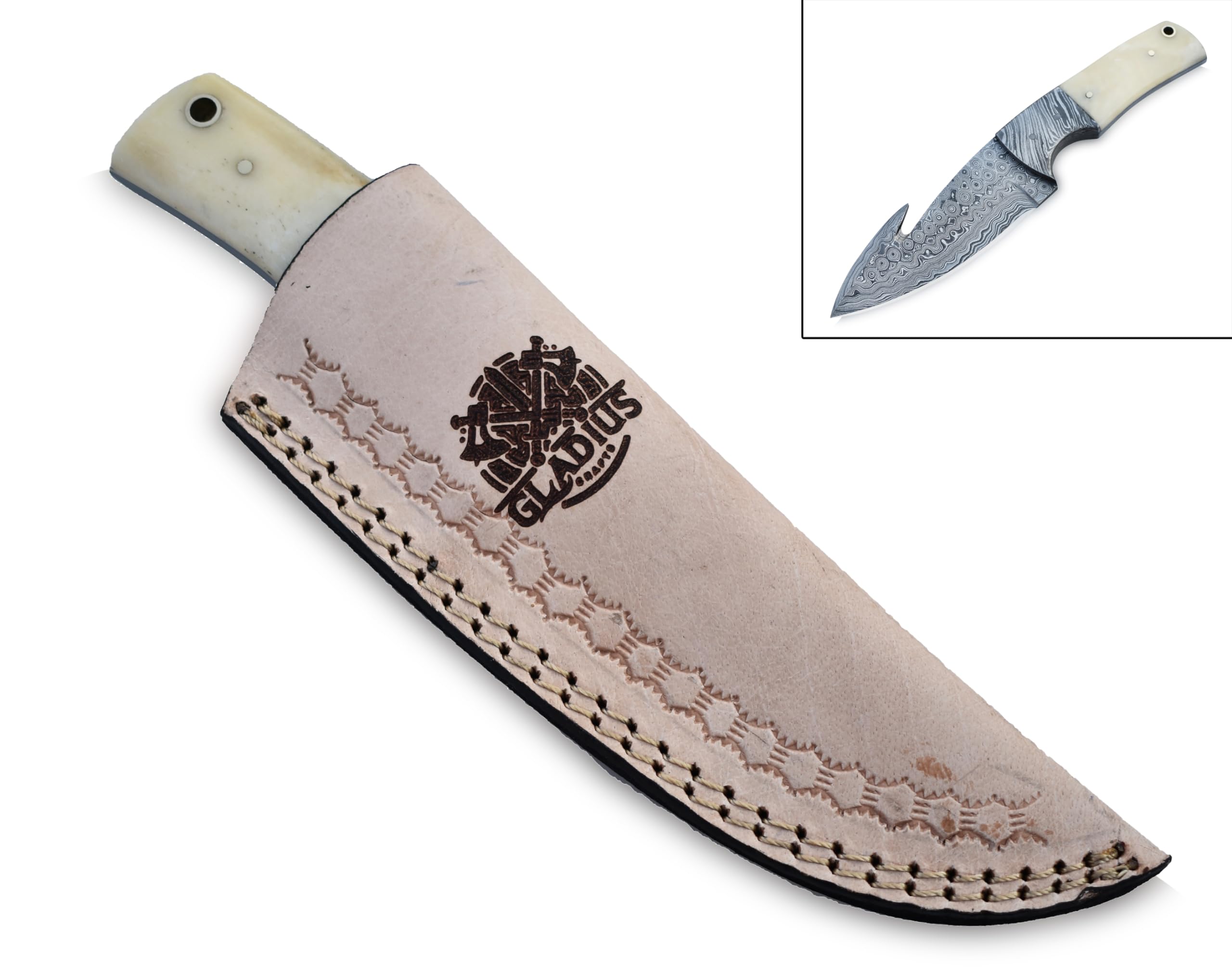GLADIUS CRAFTS | Viking Heritage Skinner Knife – Expertly Crafted with Damascus steel for Precision Hunting and Field Dressing: Embrace the Timeless Elegance of Craftsmanship with this Razor-Sharp
