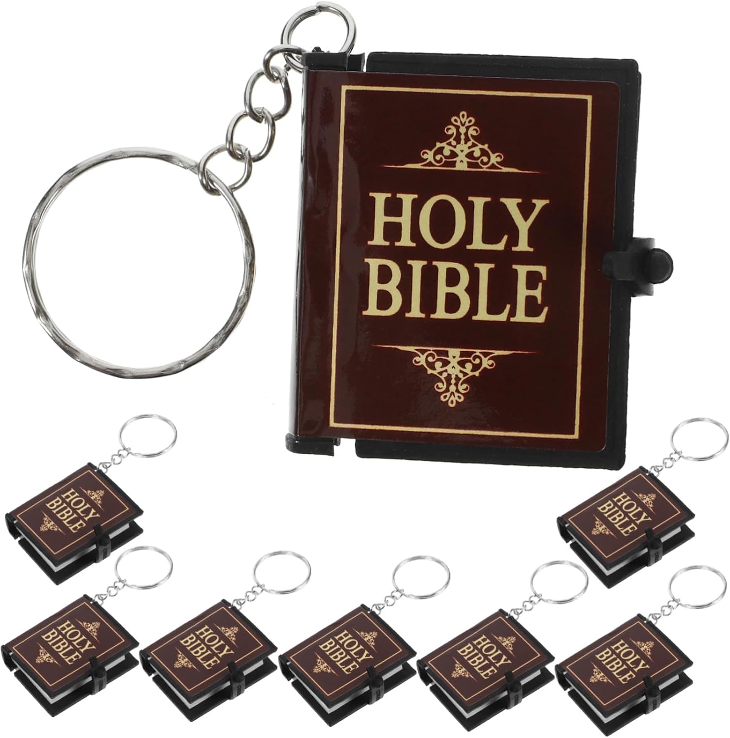 STOBAZA Bible Keychain Miniature Book Charm Holy Guardian Angel Charm Pendant Keychain Ring Holder Key Hanging
