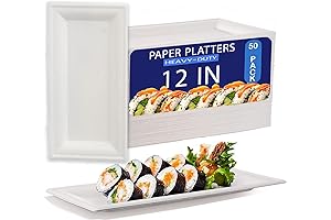 12" Rectangle Paper Plates: Compostable, Heavy-Duty, Party Perfect