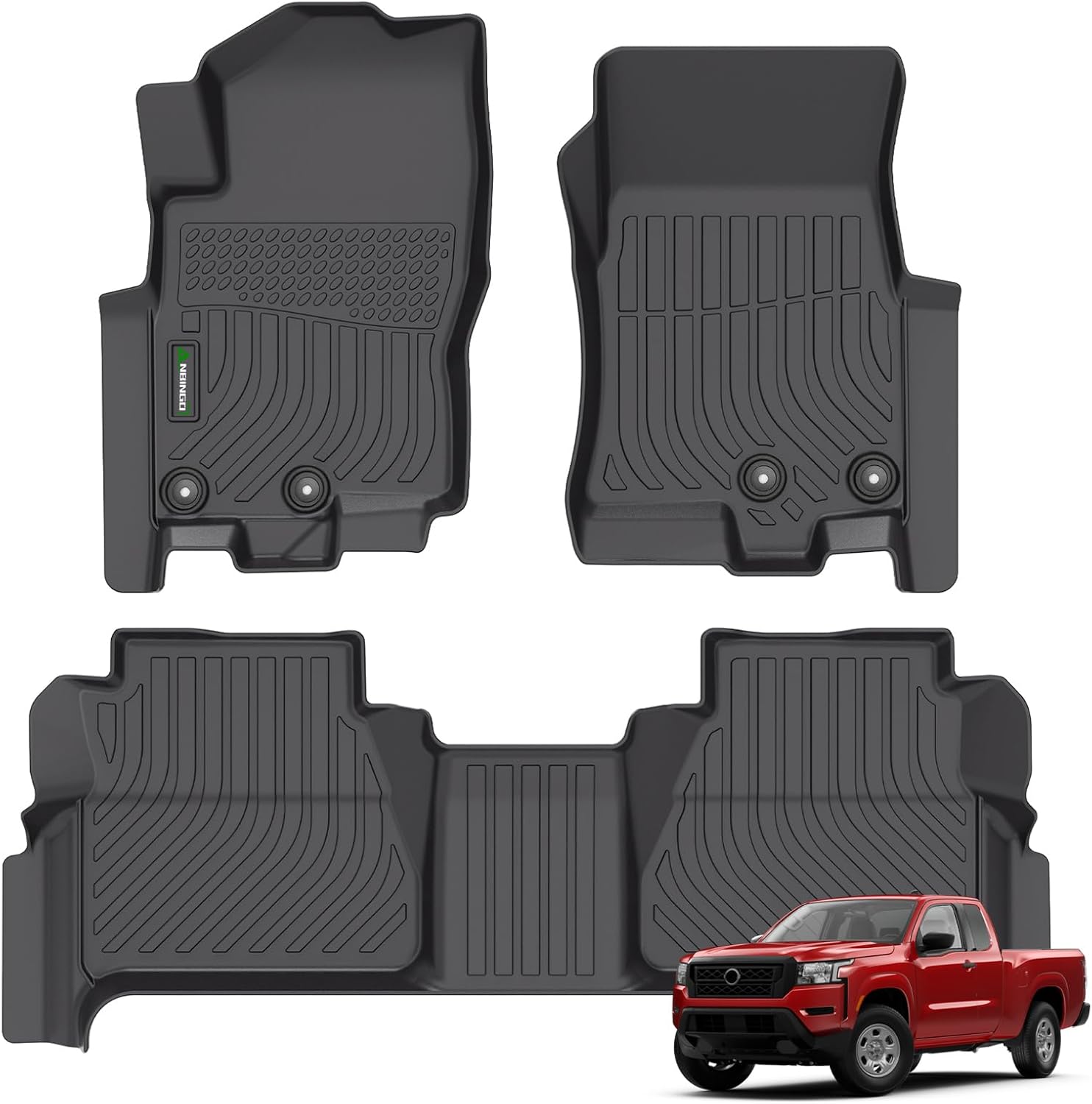 ANBINGO®-Floor Mats Fit for Nissan Frontier 2026 2025 2024 2023 2022 Crew Cab w/ 2nd Row Under-Seat Storage (Not for 2nd with Under Seat Speaker) TPE All Weather Frontier 2026 Accessories Black 8)For Nissan Frontier 2022-2025/ Floor Mats