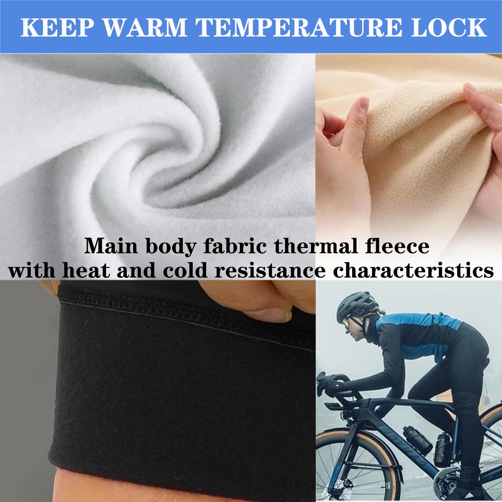 Homme Pantalons De Cycliste Cuissard,Thermique Windstopper Cuissard Long Hiver avec Bretelles Et Gel De Cyclisme Gel 9D Rembourré