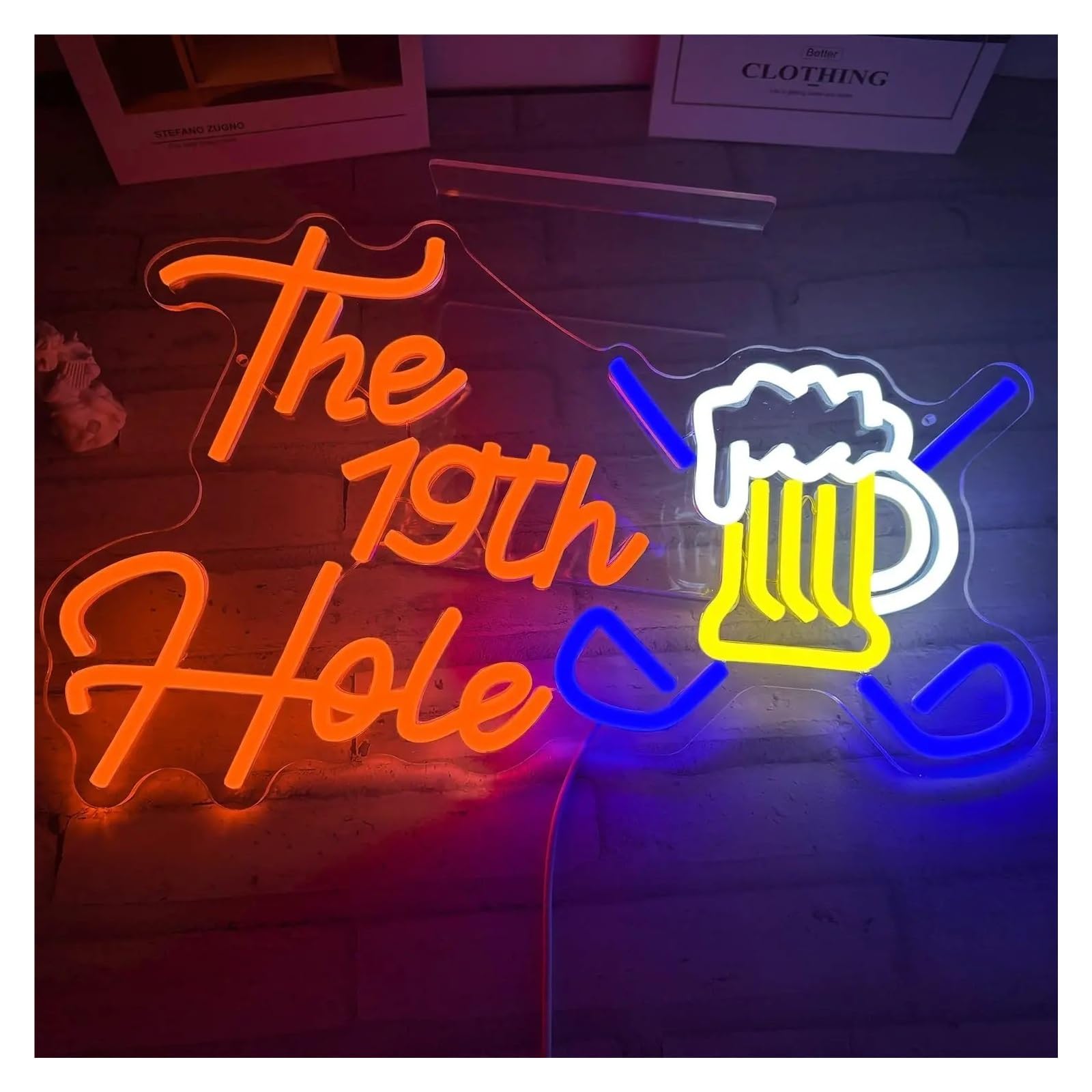 Insegna al Neon Insegna Al Neon A LED Con Boccale Di Birra Da Golf The 19th Hole