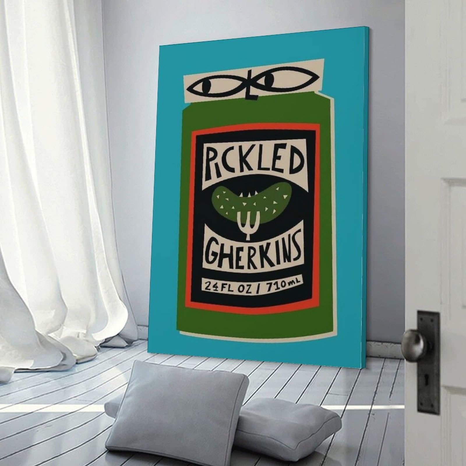 QOGDAF Bild mit eingelegten Gurken auf Leinwand, Wanddekoration, Gemälde für Wohnzimmer, Schlafzimmer, 50 x 75 cm