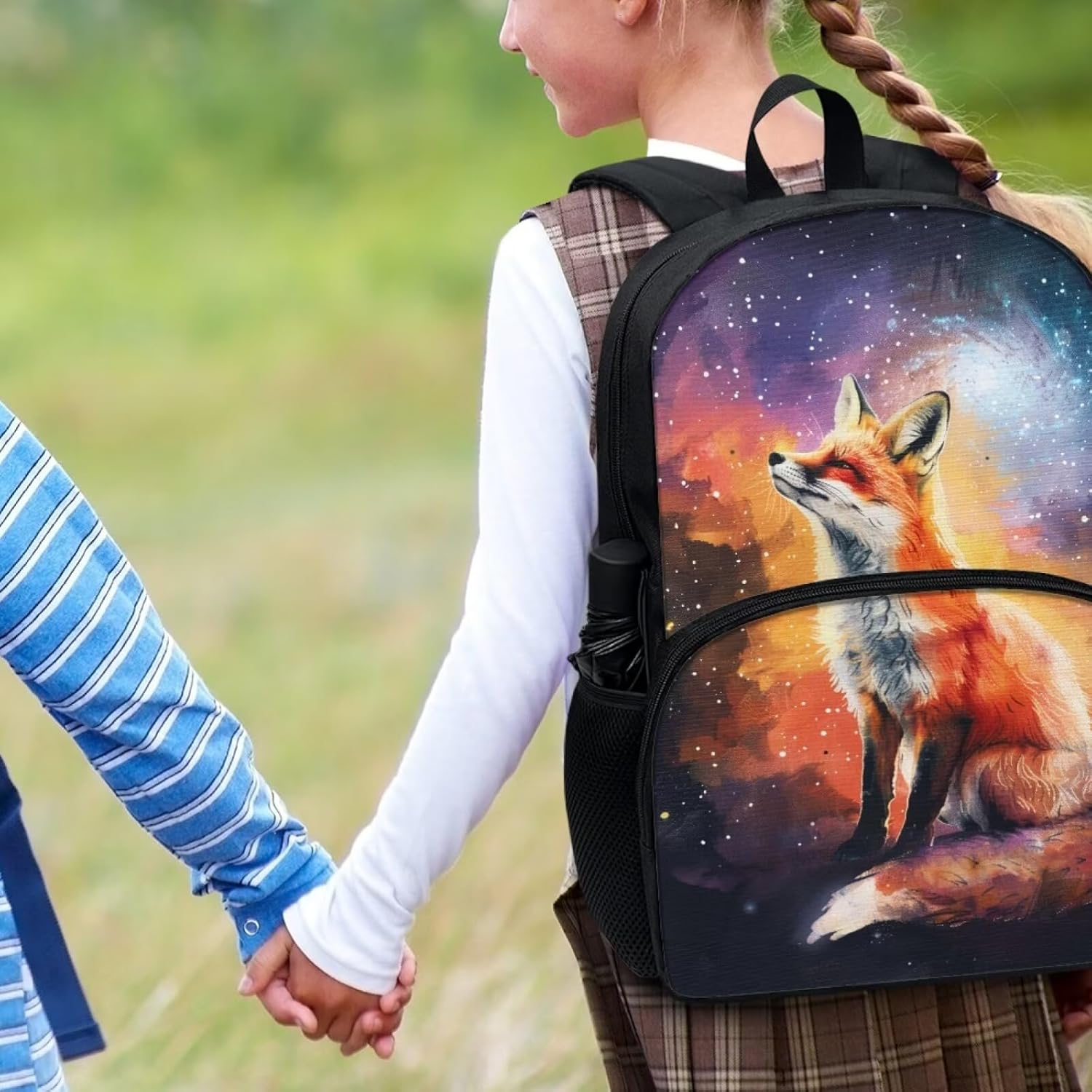 SYtrade Fox Painting Galaxy Kids Backpack Back To School Bookbag Aesthetic School Backpack