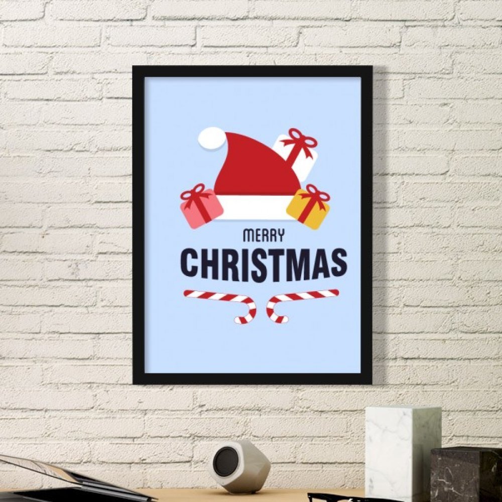 Stickers muraux Joyeux Noël cadre photo Père Noël pour mur vide