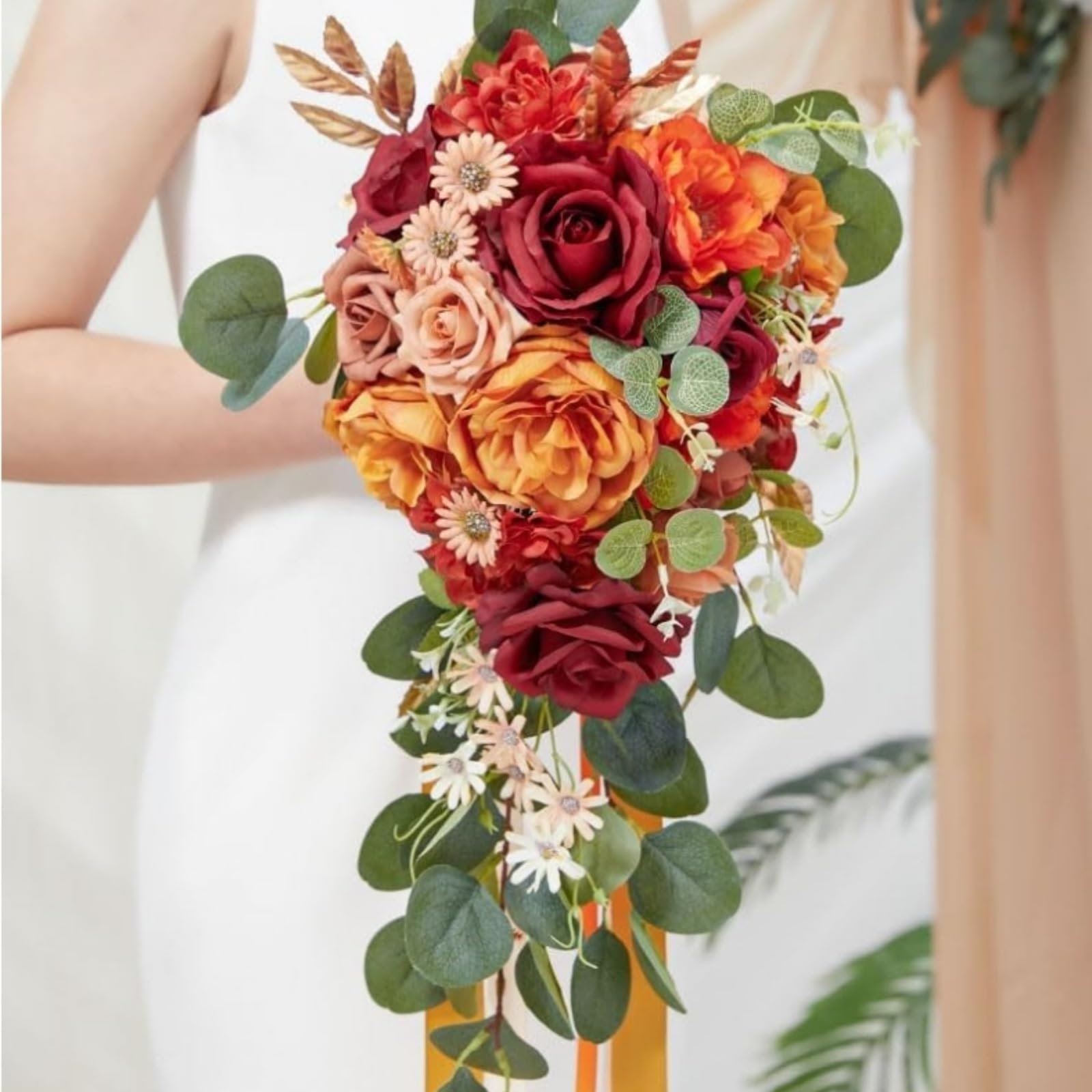 champracer Hochzeitsstrauß für die Braut, Hochzeitsstrauß im Vintage-Stil, Blumenstrauß Künstlich Rosen Pflanzen Deko, für Geburtstagsdeko, Hochzeitsdeko, Party Deko (J)