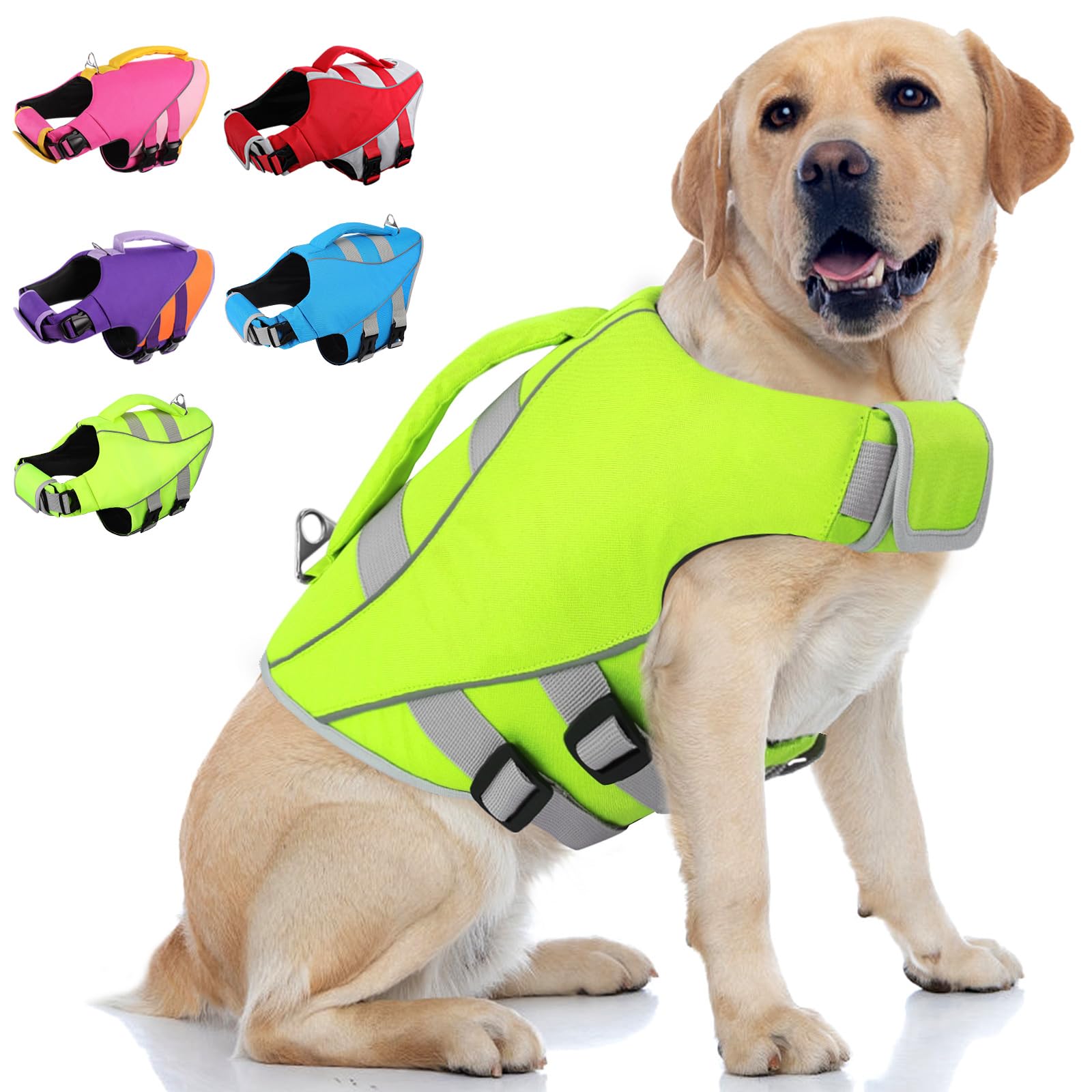 Queenmore Large Dog Life Jacket, Dog Life Vest for Swimming Boating, Puppy Life Jackets for Small Dogs, Ripstop Pet Life V...