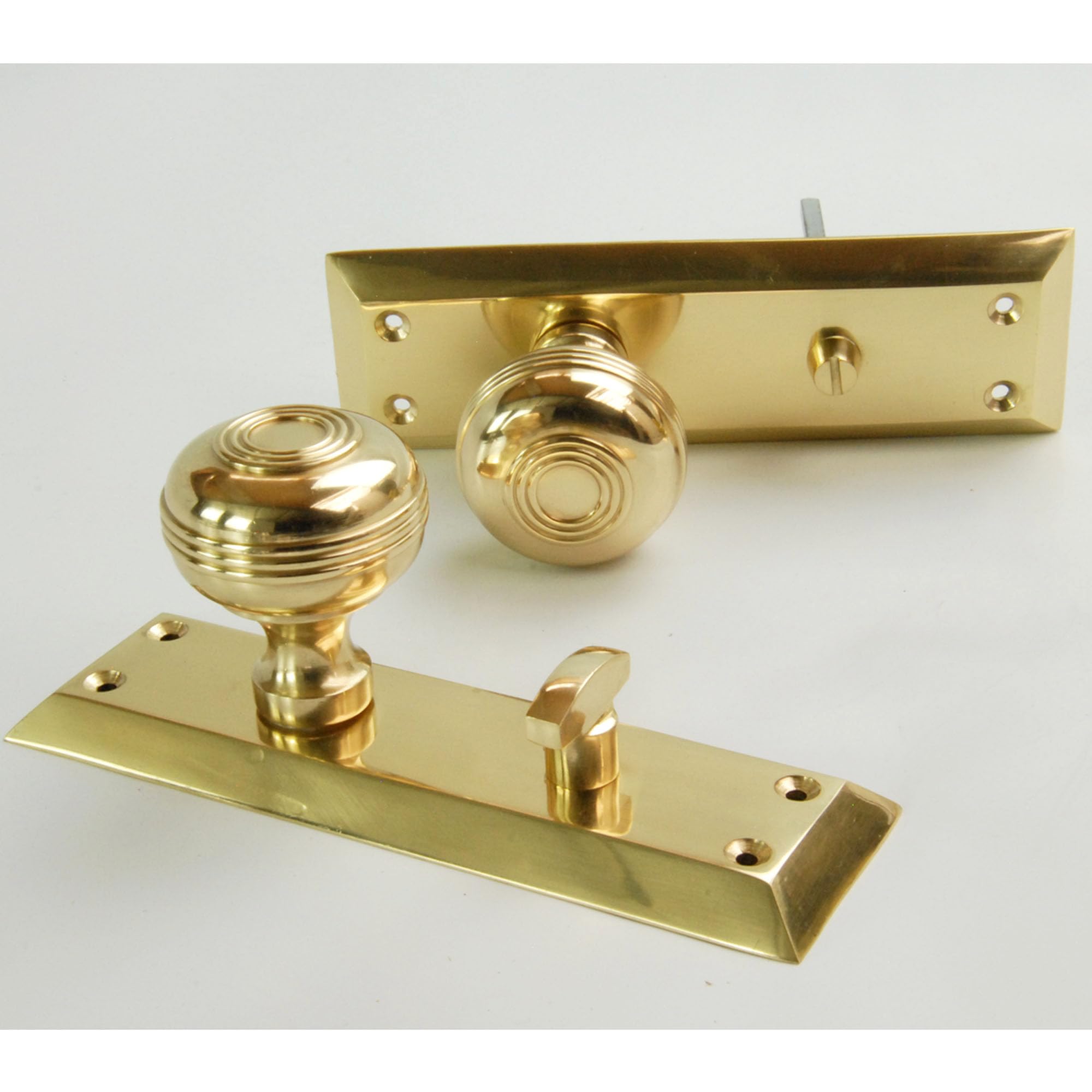 Underground Parts Brass Bellport New York Solid Polished Round Knobs Mortice Door Handles On Bathroom Lock Backplate