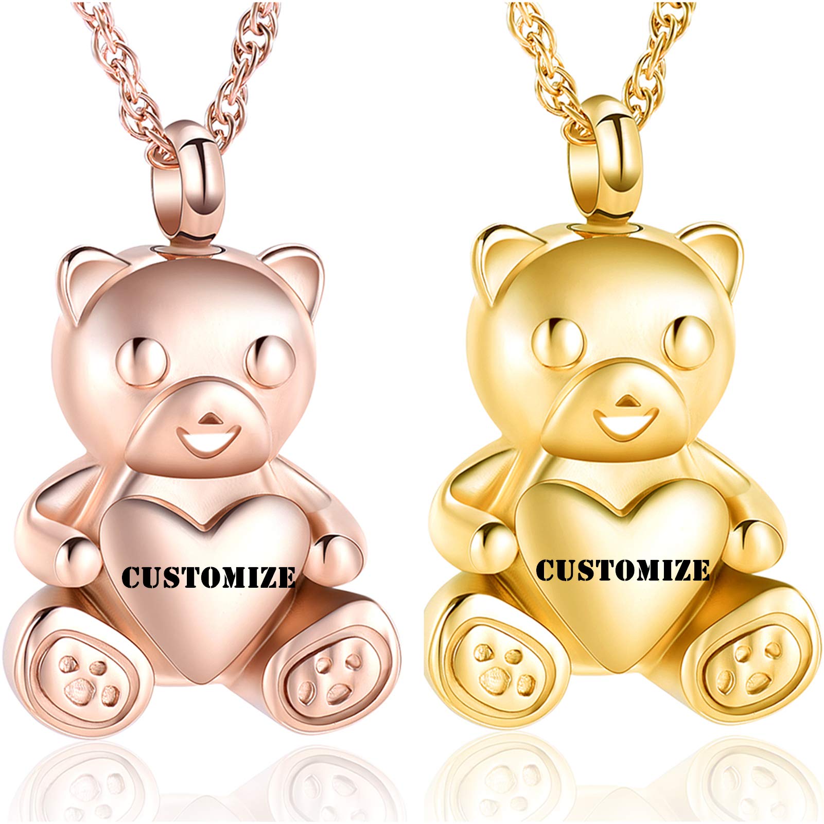 shajwo Teddy Bear Cremation Urn Nekclaces Ashes Jewelry for Men Women Heart Memorial Urn Keepsake Locket Pendant Ash Holder