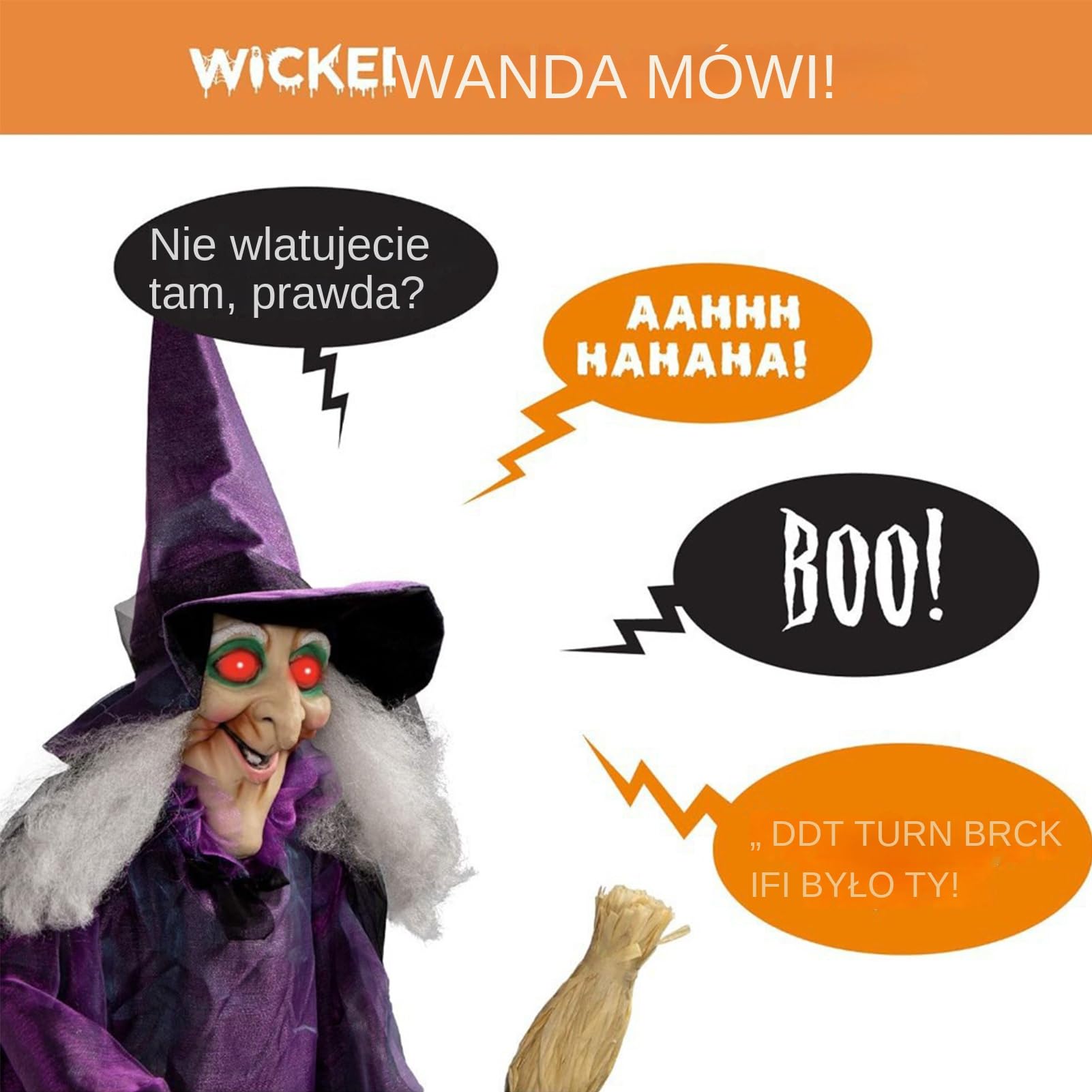 Dekoracje Zewnętrzne Na Halloween Z Czarownicą Aktywowana Dźwiękiem