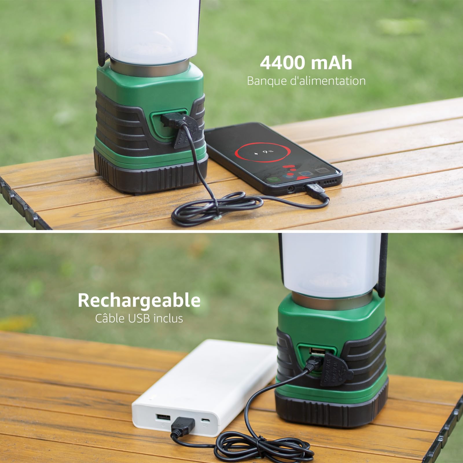 Lepro Lanterne Camping LED Rechargeable, Lampe Camping Puissante 1000Lm Dimmable, Lampe Torche 360° Eclairage 4 Modes, Etanche Portable Suspendue, pour Camping, Bricolage, Secours, Garage, Cave, etc.
