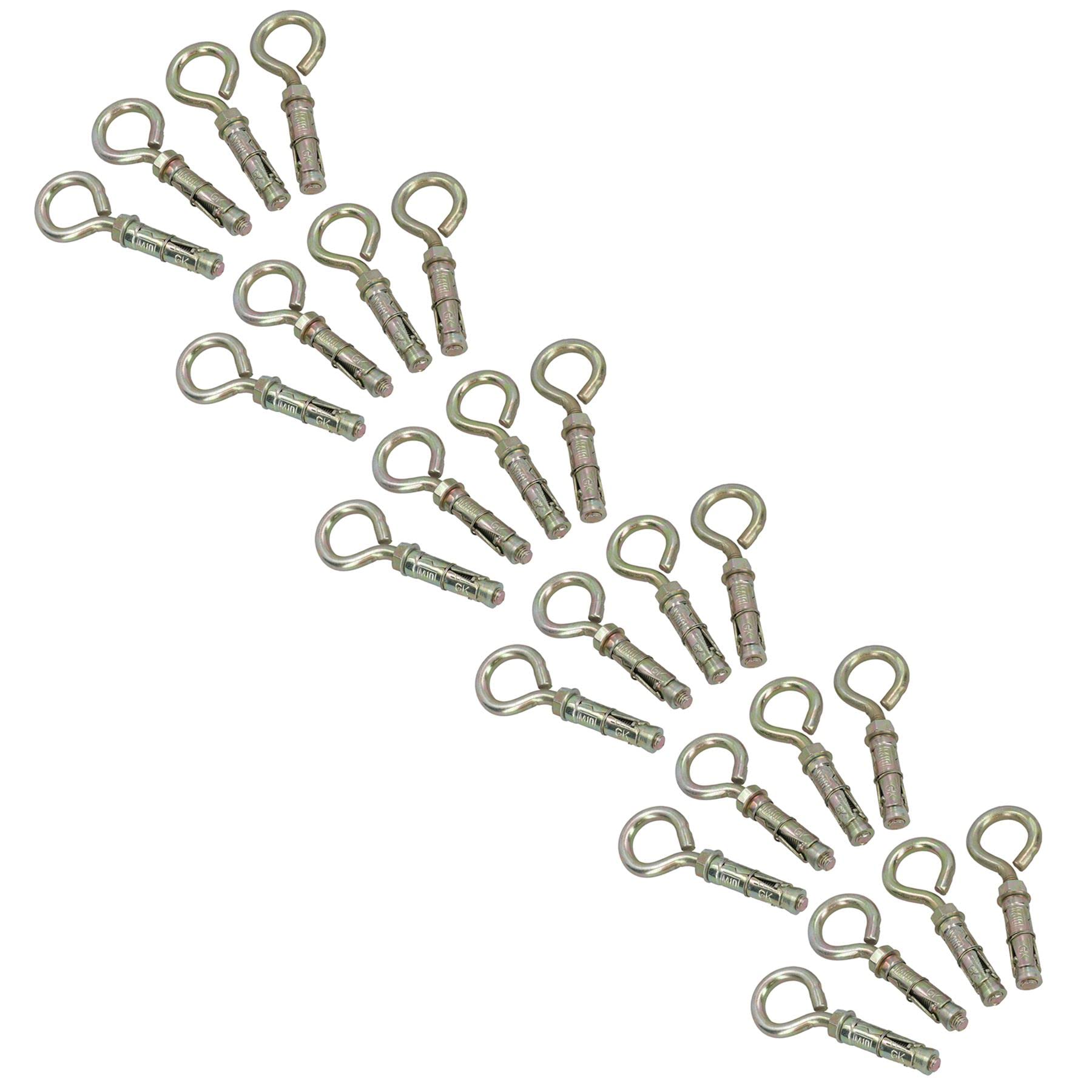 Ab Tools 10Mm Closed Hook Eye Bolts Rawl Shield Wall Anchor Expansion Brick Stone 24Pc